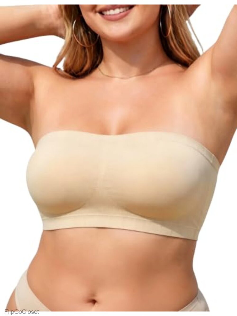 Plus Size Push Up Strapless Bra Wireless Bandeau Bra with Convertible Straps,